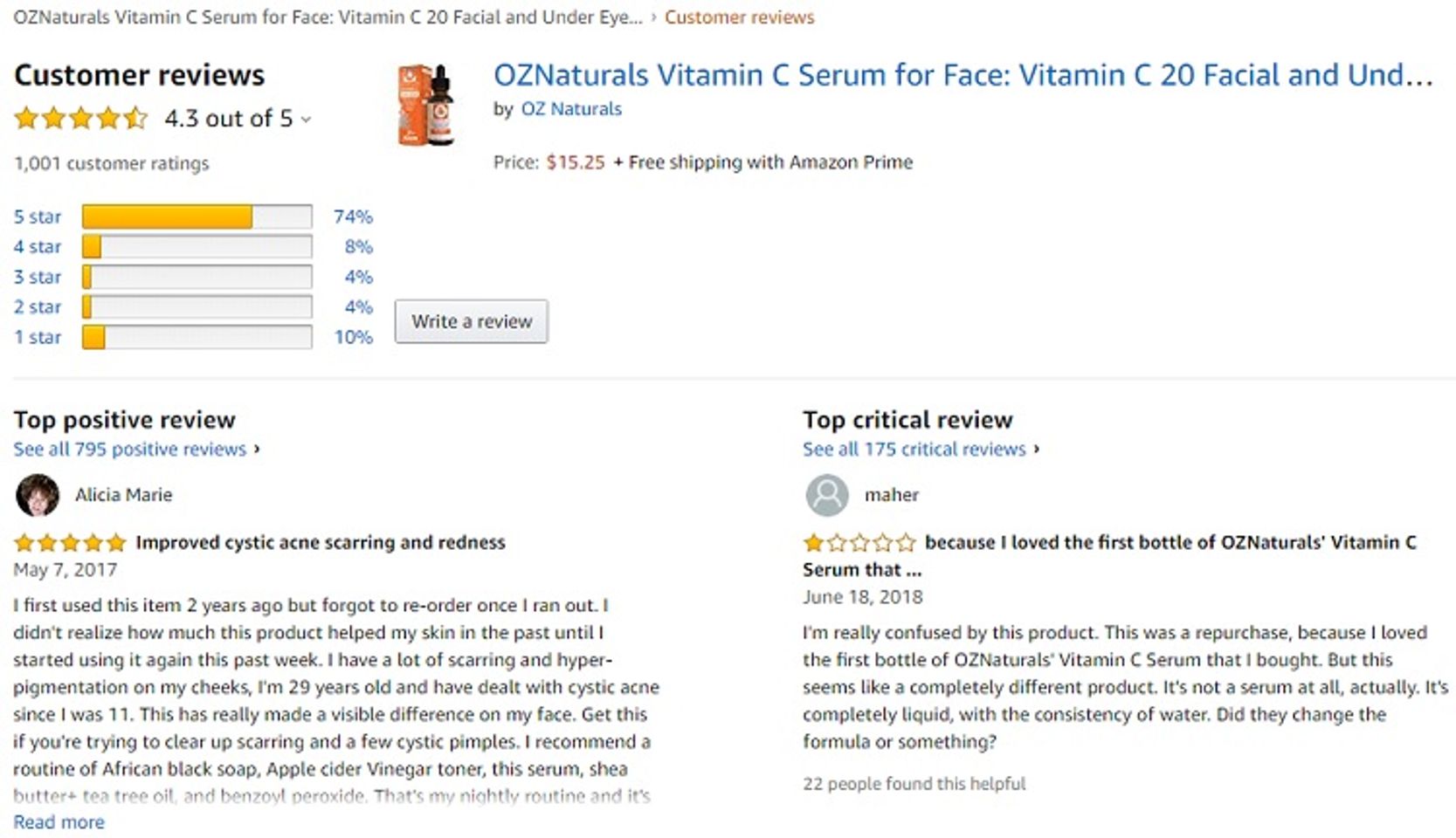 Phản hồi từ phía khách hàng sử dụng Oz Naturals Vitamin C serum 4