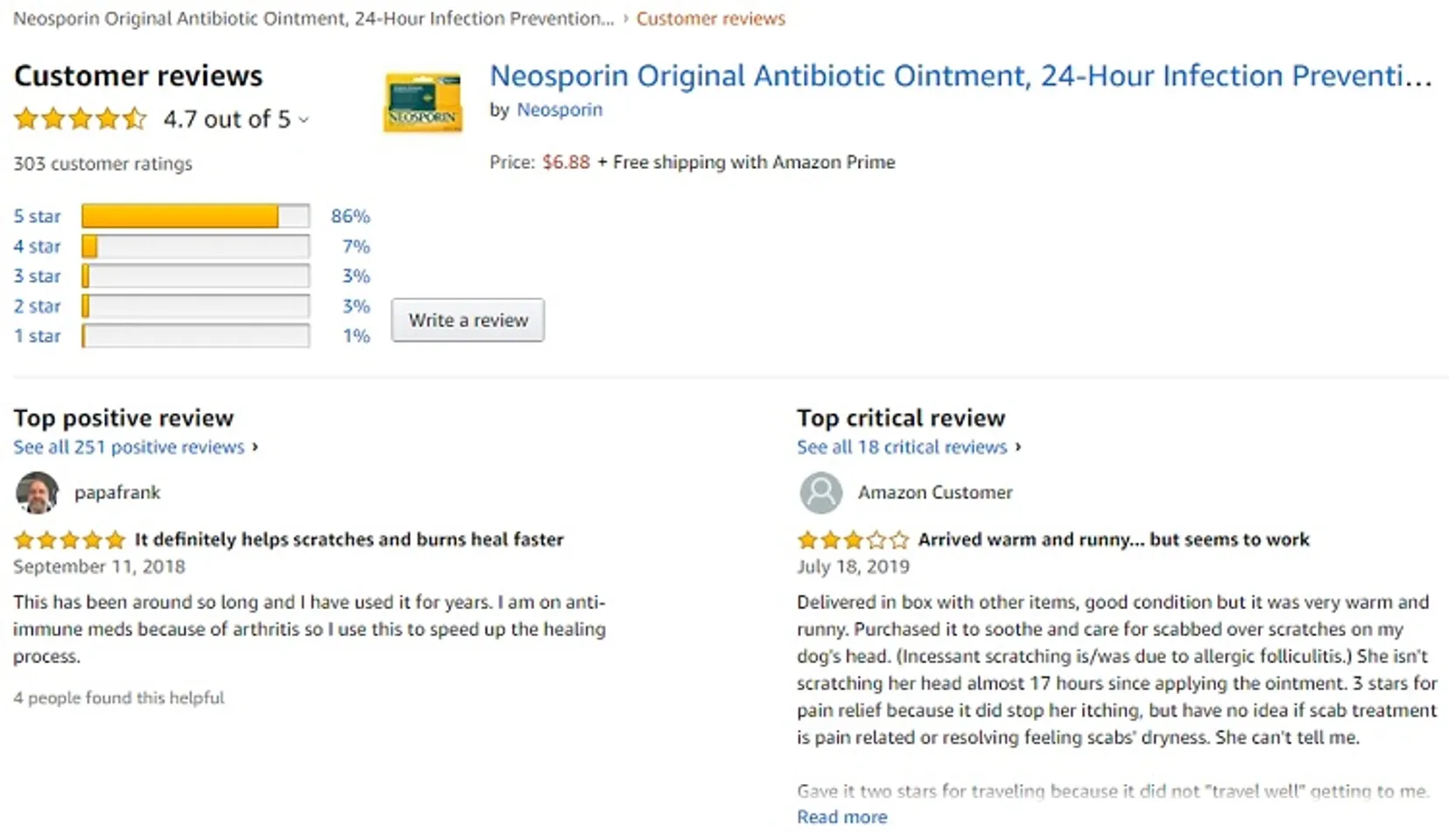 Phản hồi từ phía khách hàng sử dụng kem mỡ Neosporin Original Ointment 3