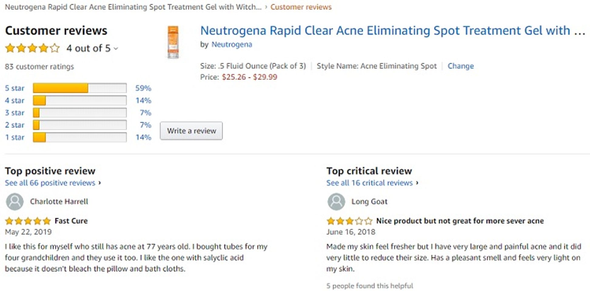 Phản hồi từ phía khách hàng sử dụng Neutrogena Rapid Clear Acne Eliminating Spot Gel 3