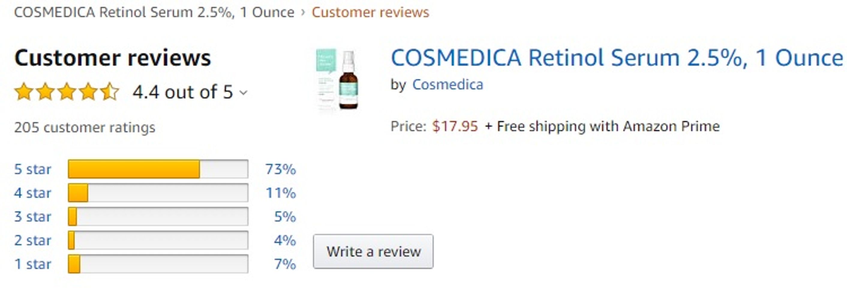 Phản hồi từ phía khách hàng sử dụng Serum Cosmedica Advanced 2.5% Retinol 2