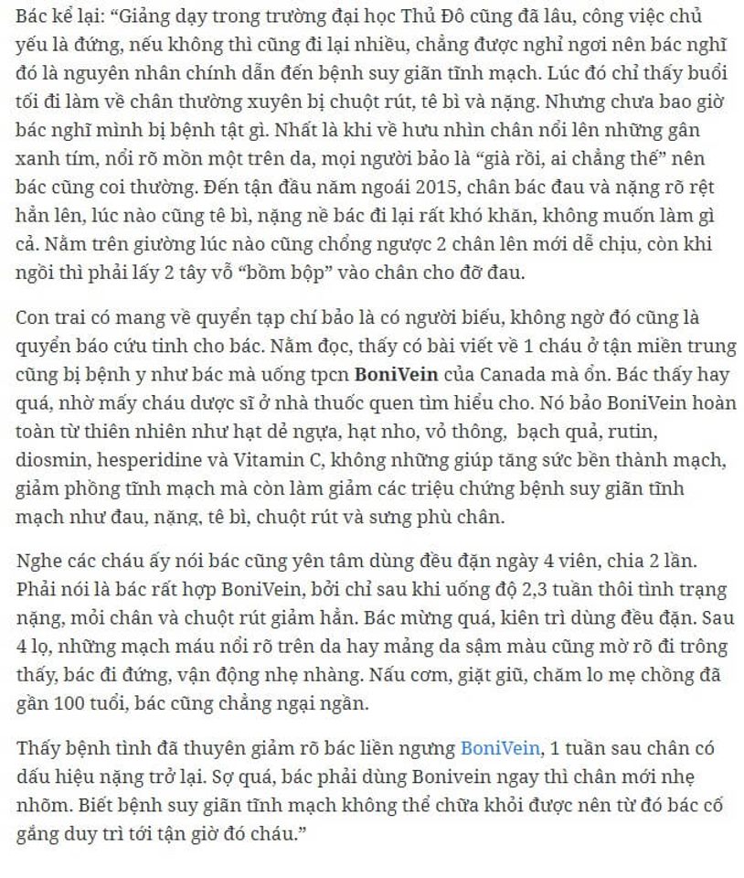 phản hồi từ ph&iacute;a kh&aacute;ch h&agrave;ng sử dụng Bonivein 1