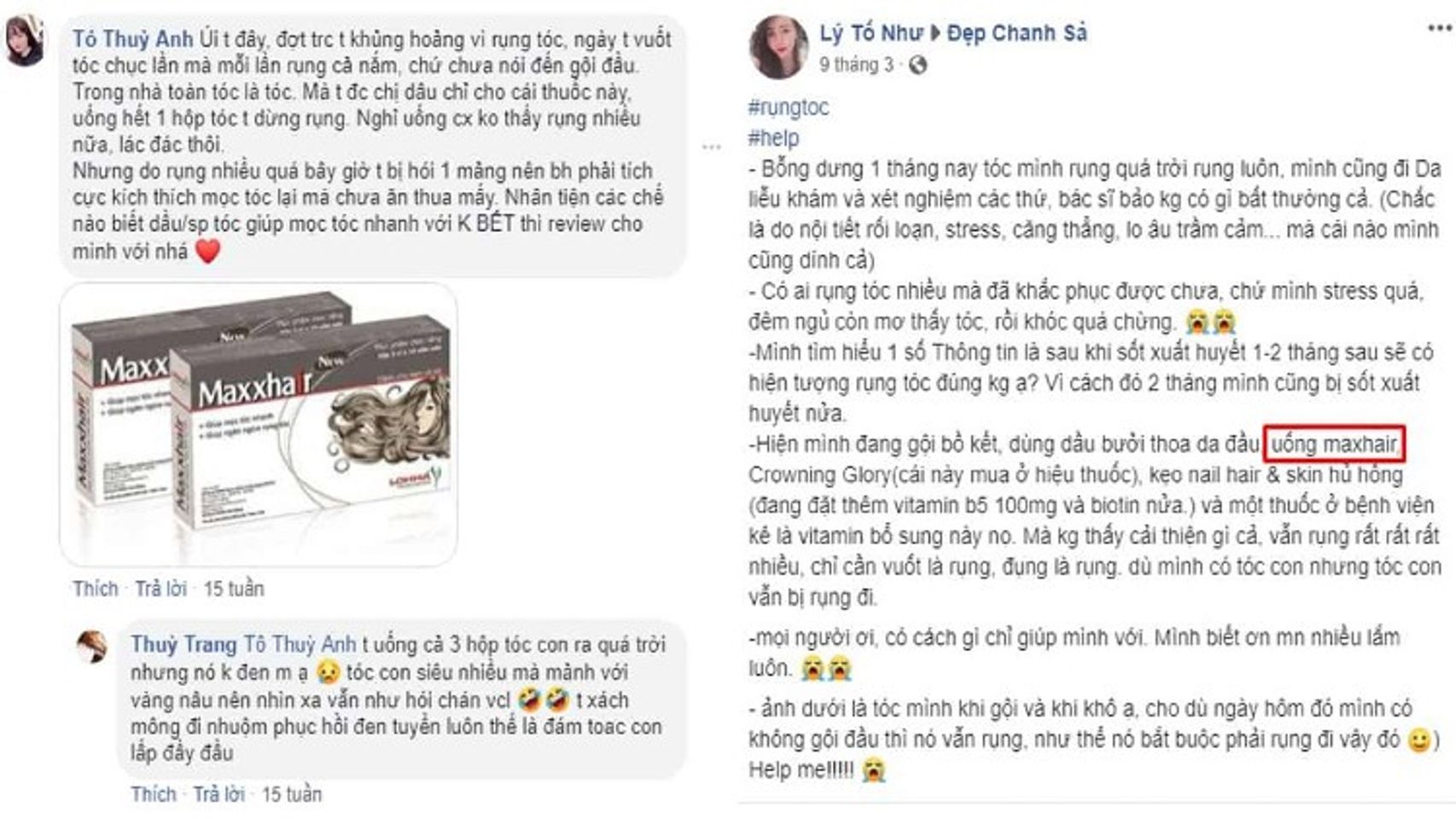 Review vi&ecirc;n uống mọc t&oacute;c Maxxhair