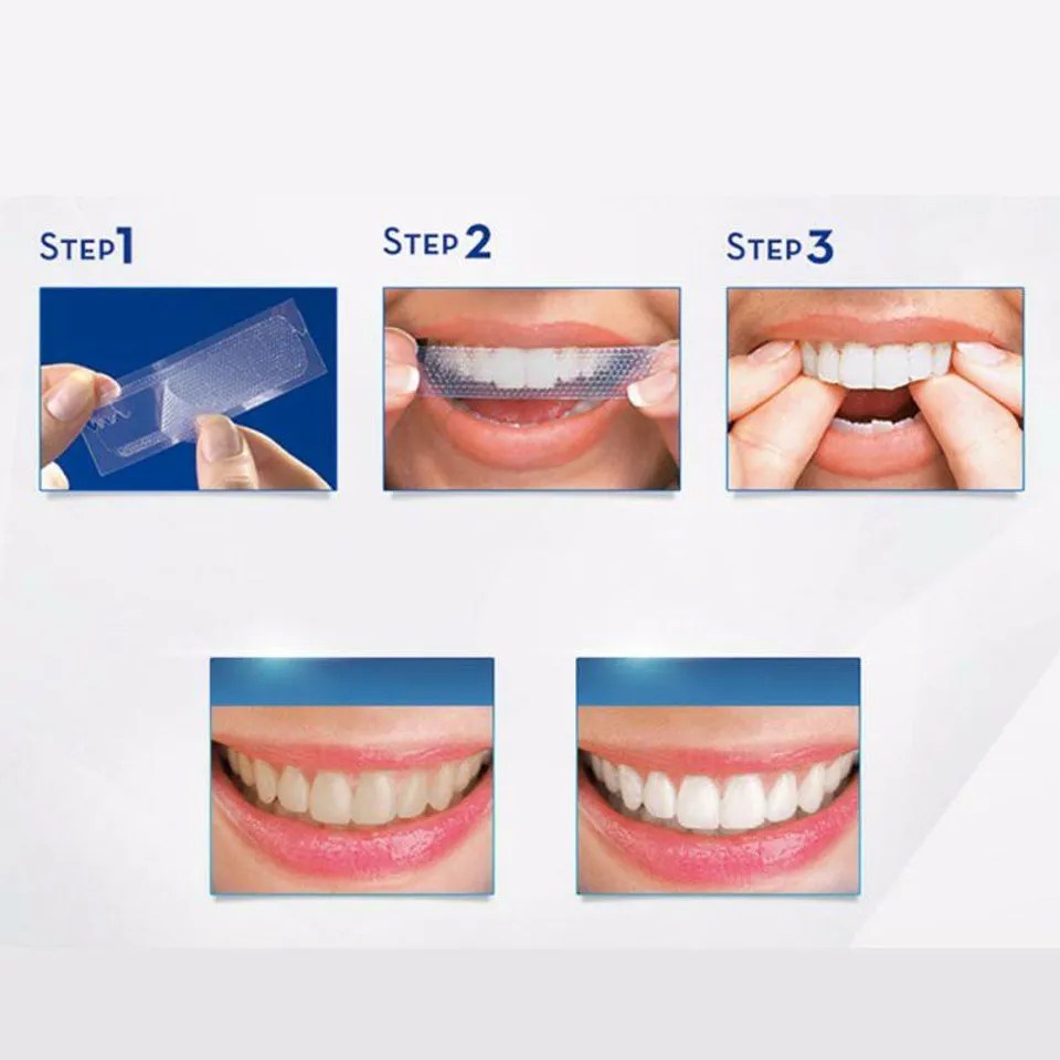 Hướng dẫn sử dụng miếng dán trắng răng 3D White Teeth Whitening Strip