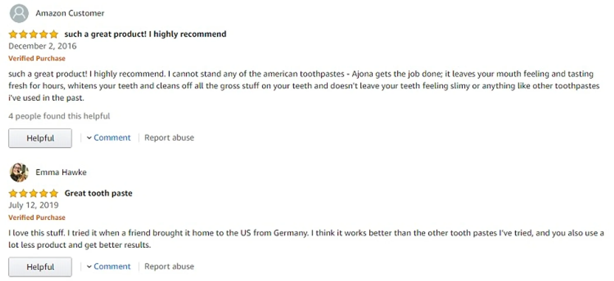 Phản hồi từ phía khách hàng sử dụng Kem đánh răng Ajona 1
