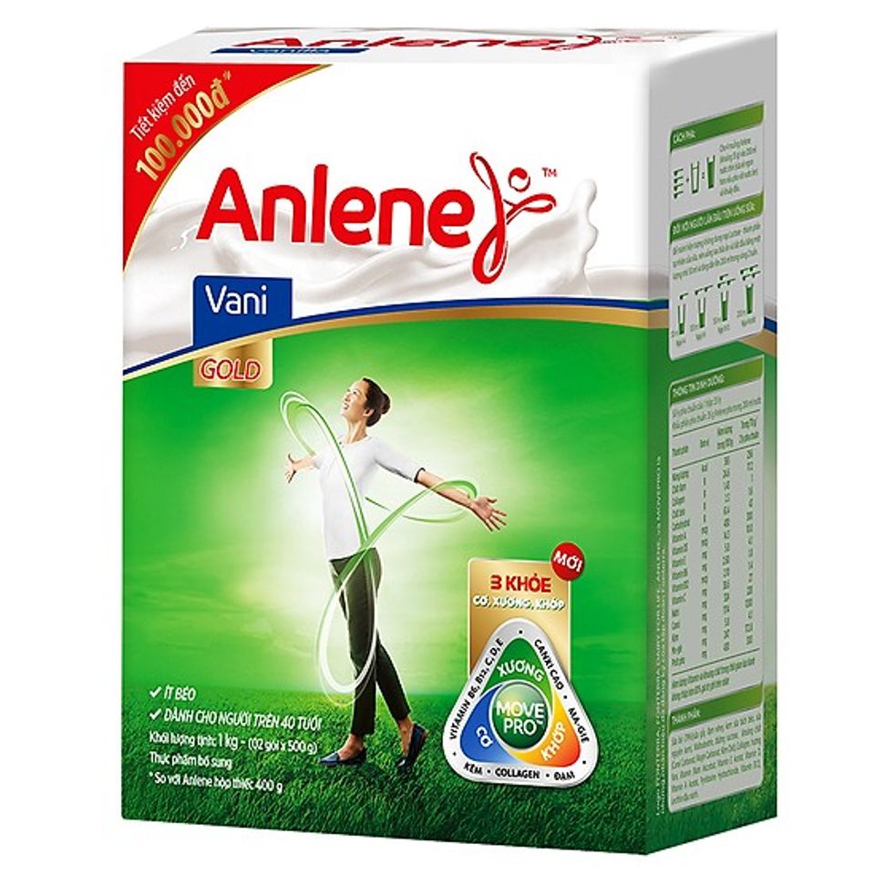 Sữa bột Anlene Gold Movepro hương Vani chăm sóc sức khỏe
