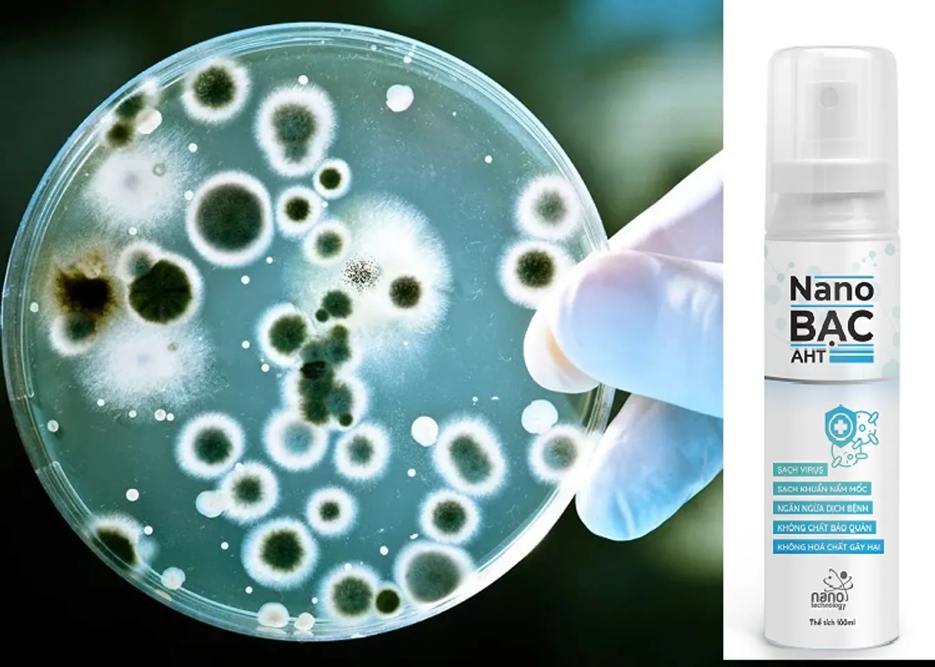 Chai xịt Nano bạc AHT hỗ trợ khử khuẩn tối ưu