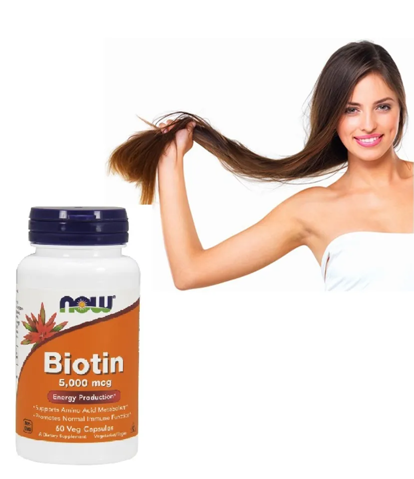 Viên uống hỗ trợ mọc tóc NOW Foods Biotin giúp tóc thêm dày