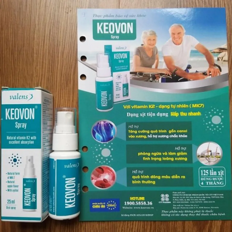 Xịt Keovon Spray Vitamin K2 hỗ trợ hấp thu canxi