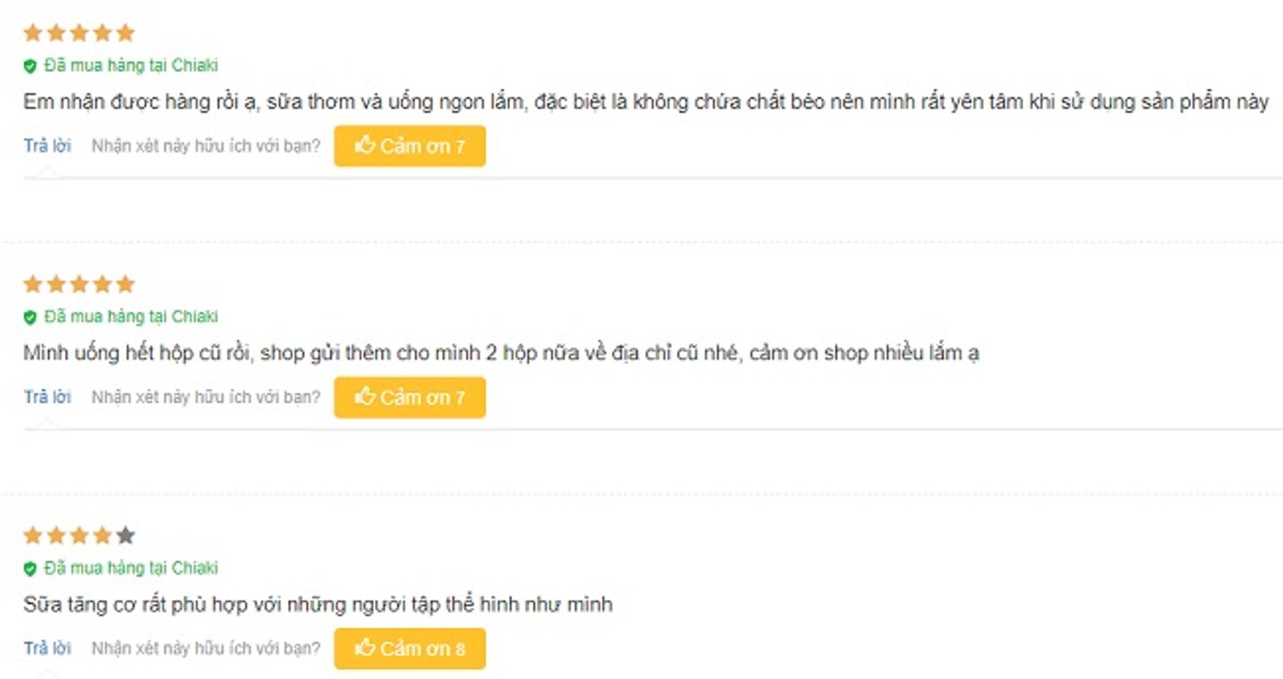 Phản hồi từ ph&iacute;a kh&aacute;ch h&agrave;ng sử dụng Top Whey Protein (1)