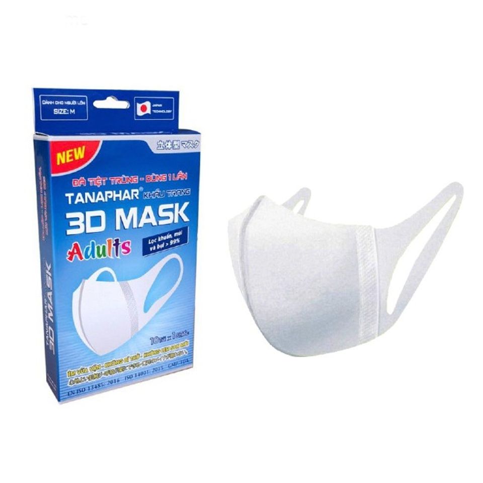 Khẩu trang 3D kh&aacute;ng khuẩn Mask Tanaphar d&agrave;nh cho người lớn