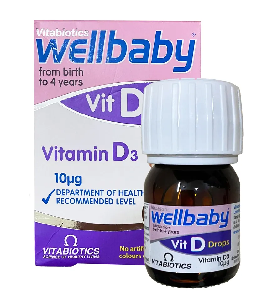 Vitamin D3 wellbaby dạng nhỏ giọt của Anh dành cho trẻ từ sơ sinh đến 4 tuổi