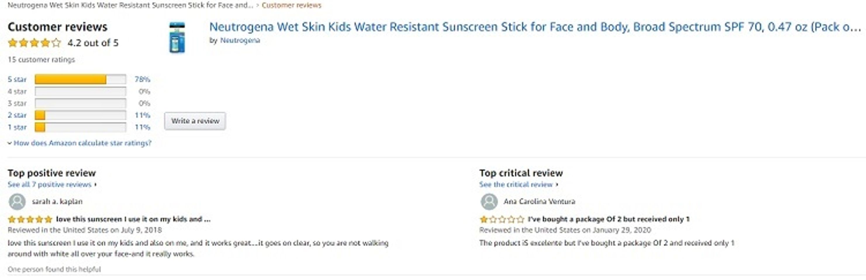 Phản hồi từ phía khách hàng sử dụng kem chống nắng Neutrogena Wet Skin Kids 1