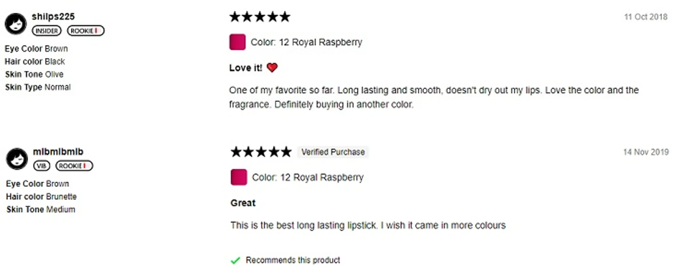 Phản hồi từ phía khách hàng sử dụng son Sephora 12 Royal Raspberry