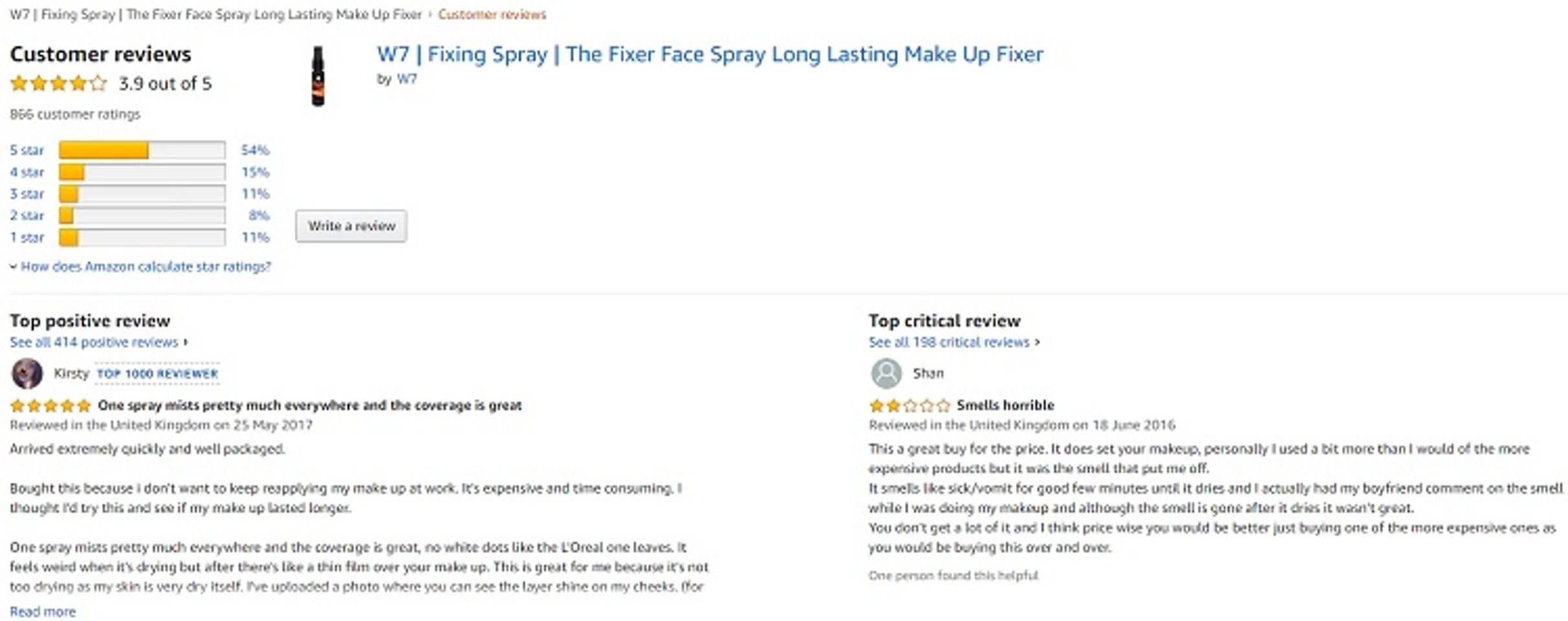 Phản hồi từ phía khách hàng sử dụng xịt khoáng giữ lớp trang điểm W7 The Fixer Face Spray 3
