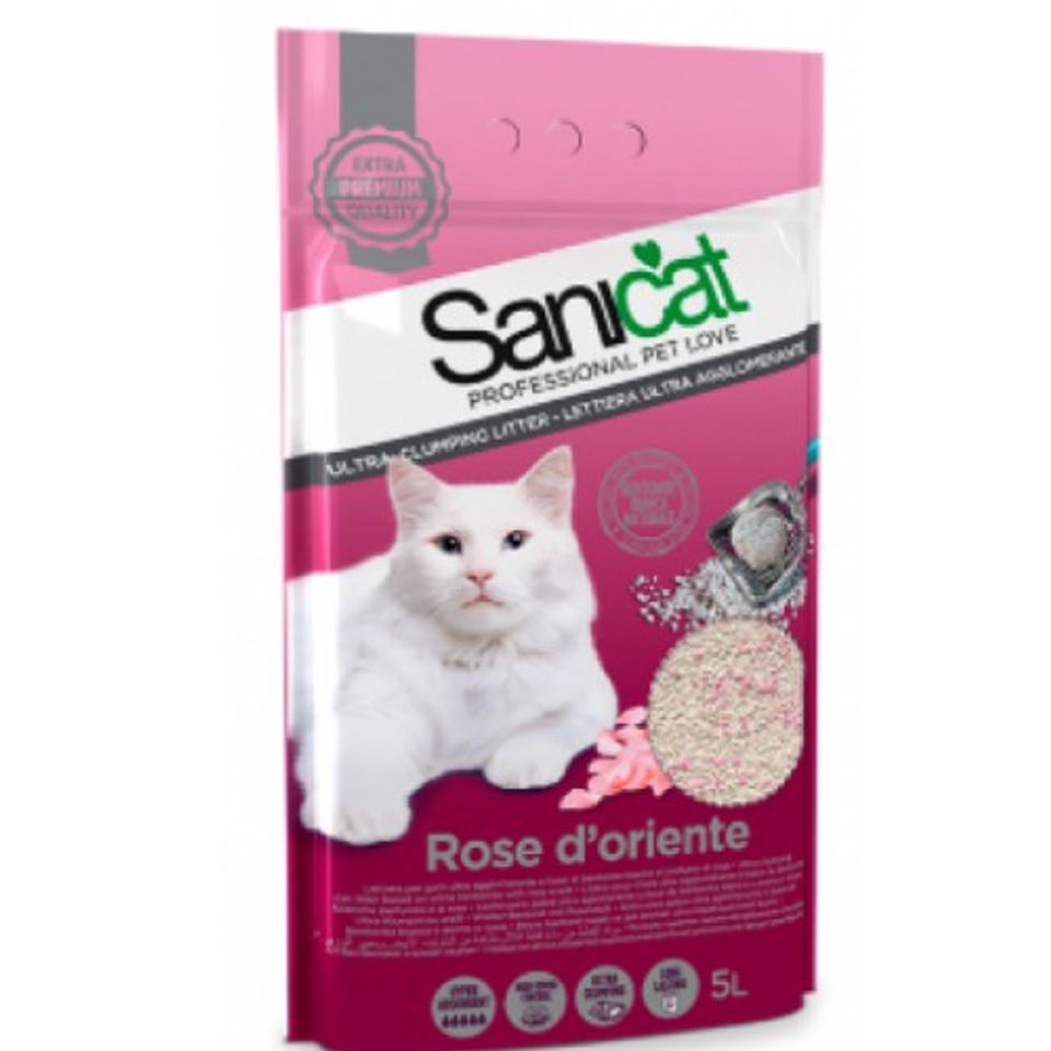 Cát vệ sinh hương hoa hồng Sanicat Bentonite cho mèo