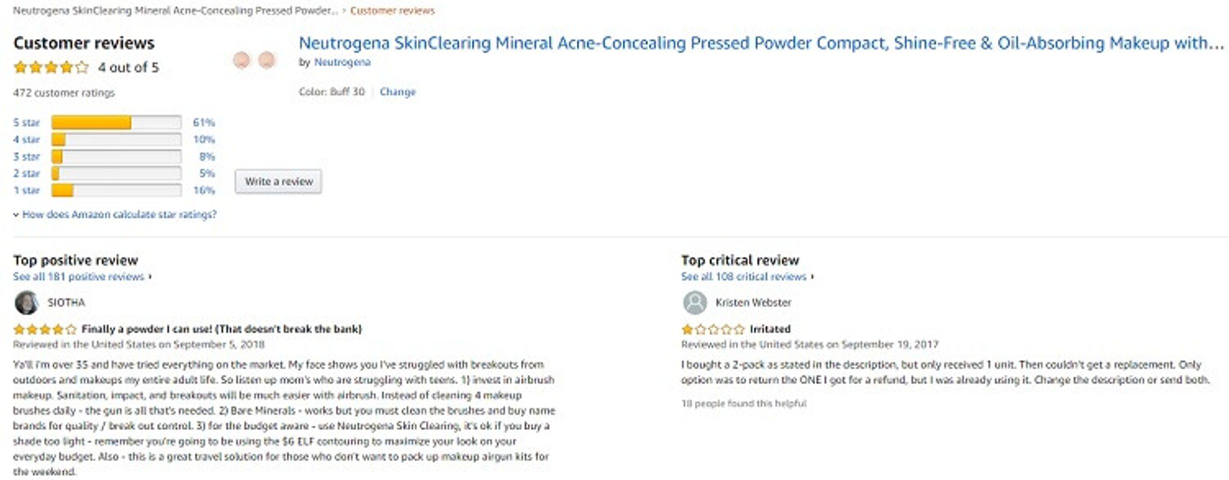 Phản hồi từ phía khách hàng sử dụng phấn nền khoáng Neutrogena Skin Clearing 2