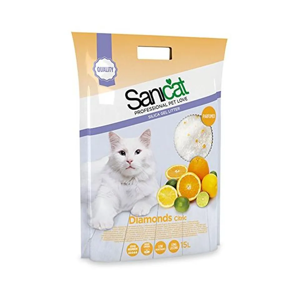 Cát thủy tinh vệ sinh Sanicat Silica Gel hương cam chanh dành cho mèo