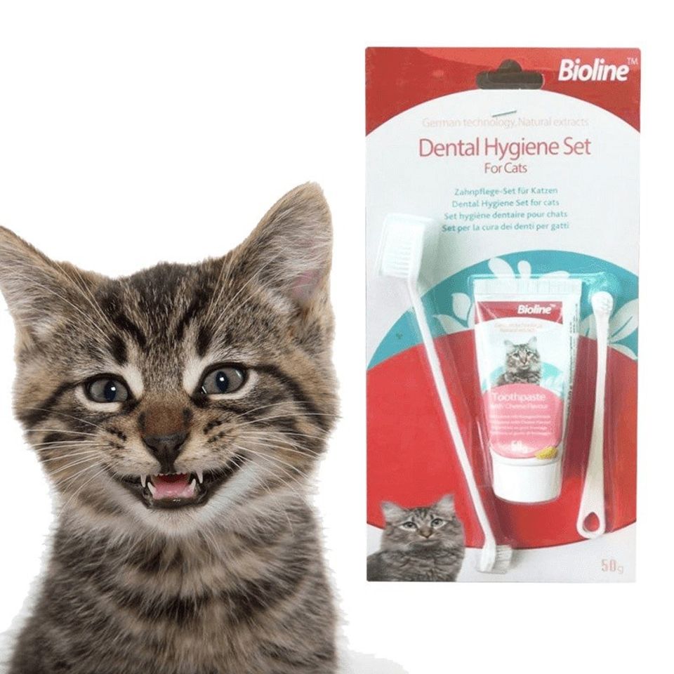 Kem đánh răng Bioline Dental Hygiene Set cho mèo 