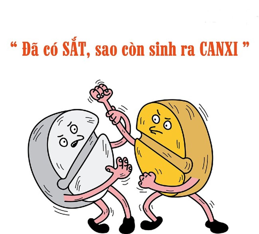 kh&ocirc;ng uống canxi v&agrave; sắt c&ugrave;ng l&uacute;c