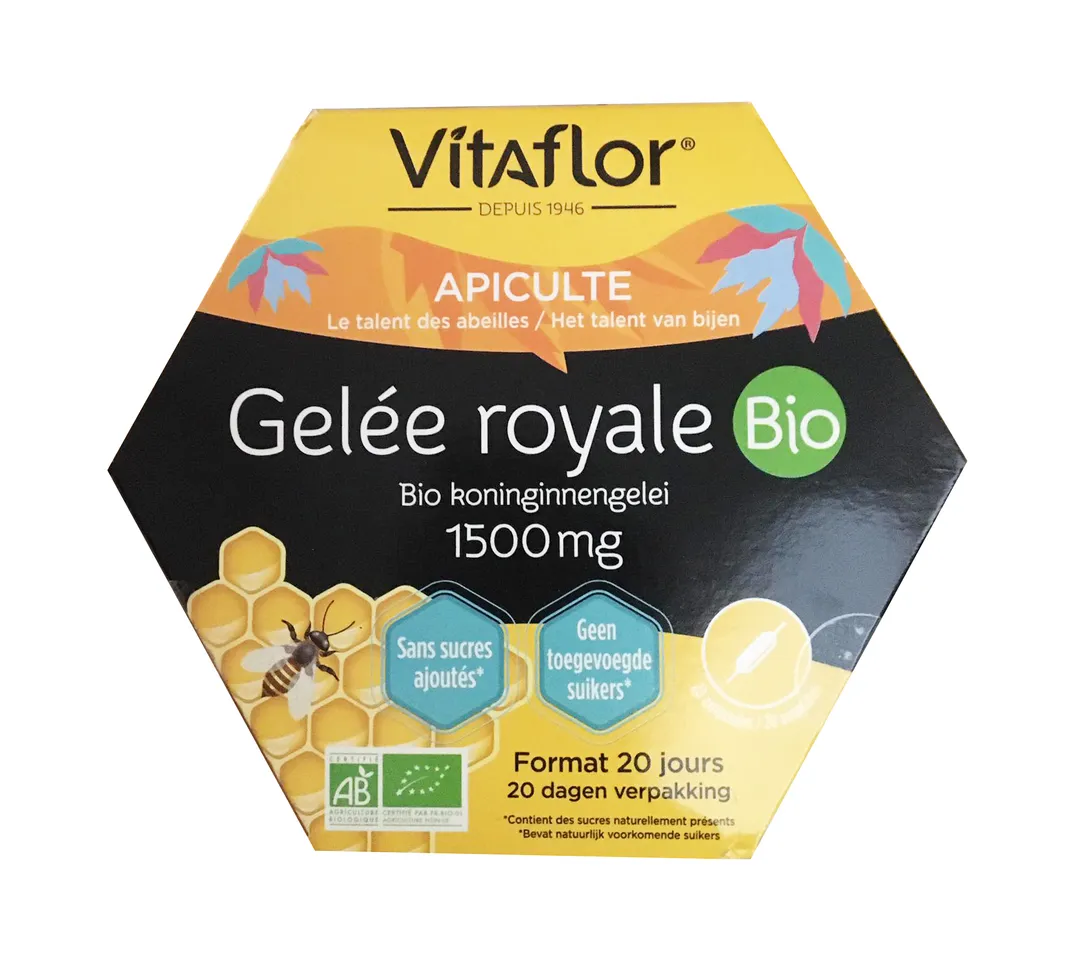 Sữa ong chúa Gelée Royal Vitaflor Bio 1500mg 20 ống của Pháp (mẫu mới)