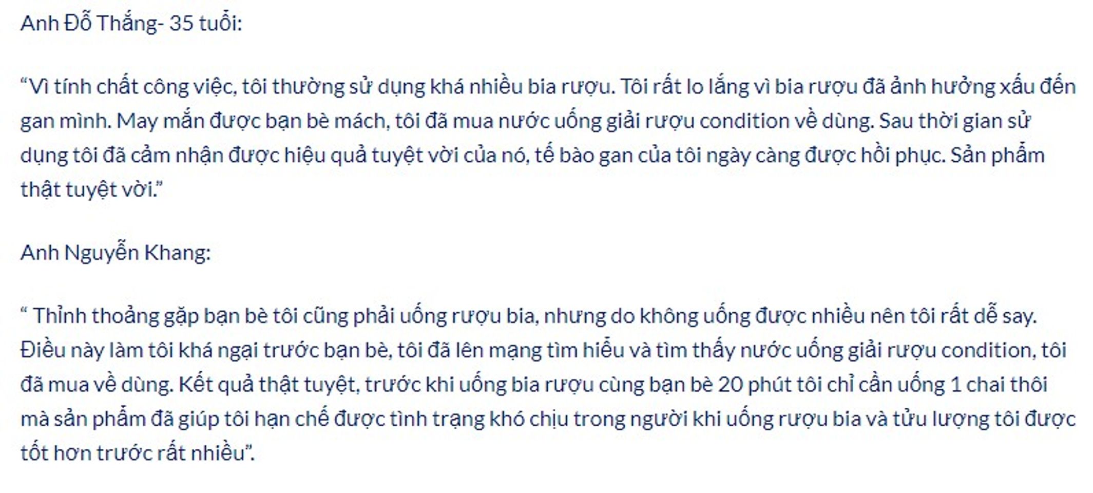 &Yacute; kiến về nước giải rượu Condition H&agrave;n Quốc từ người d&ugrave;ng trước