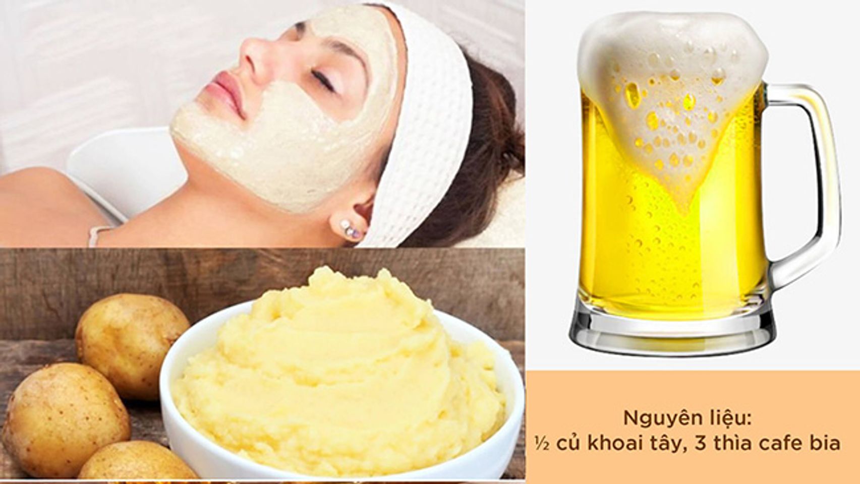 C&aacute;ch l&agrave;m trắng da bằng bia v&agrave; khoai t&acirc;y