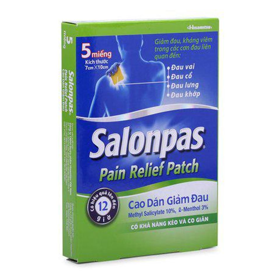 Cao dán Salonpas Pain Relief Patch Nhật Bản hộp 5 miếng