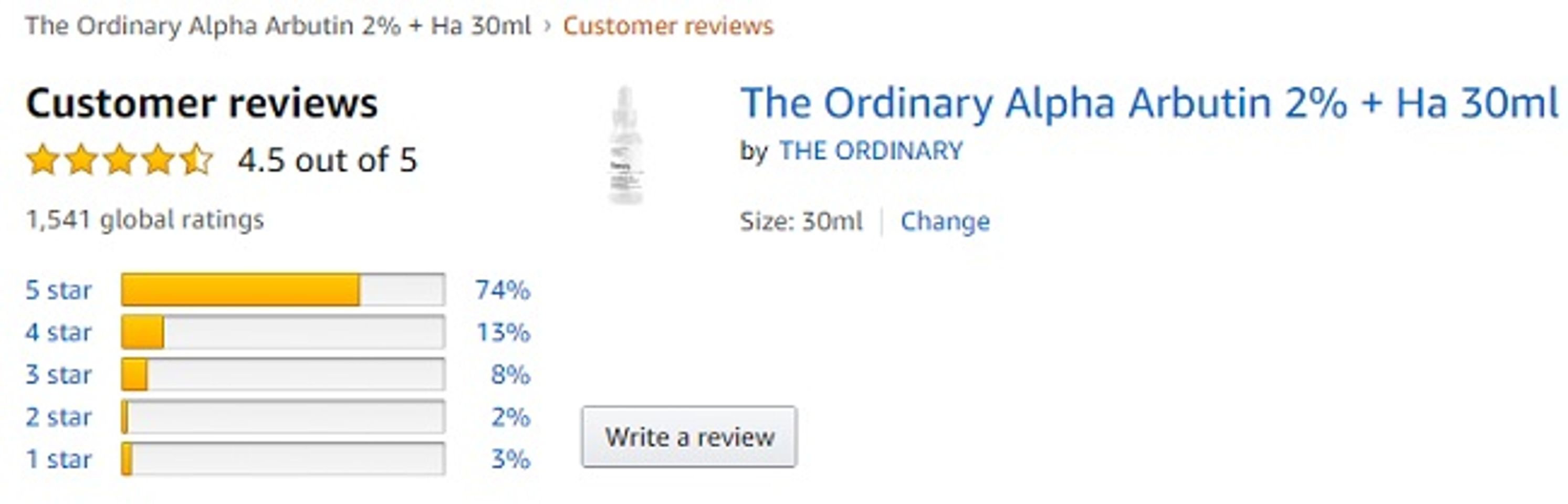 Đ&aacute;nh gi&aacute; của người sử dụng serum The Ordinary Alpha Arbutin 2% + HA