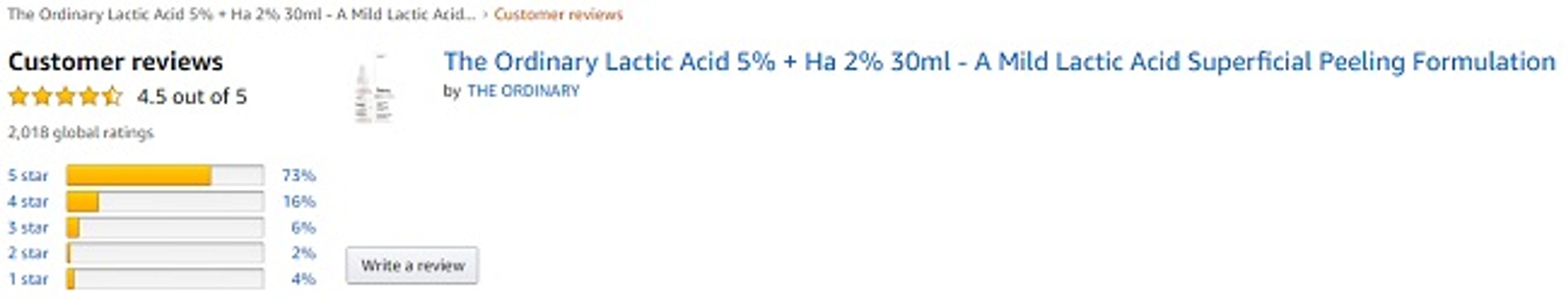đ&aacute;nh gi&aacute; của người sử dụng serum The Ordinary Lactic Acid 5% + HA