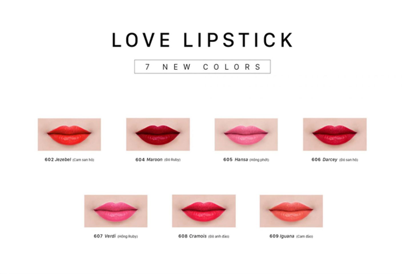 Bảng màu son môi Natural Studio Love Lipstick 