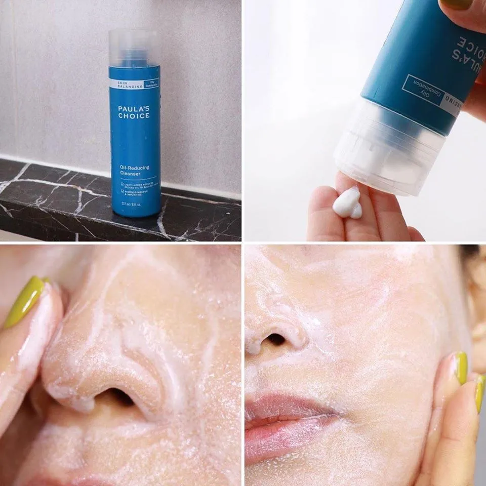 Sữa rửa mặt Paula’s Choice Skin Balancing Oil-Reducing Cleanser hỗ trợ làm sạch sâu, giúp da thông thoáng và mịn màng