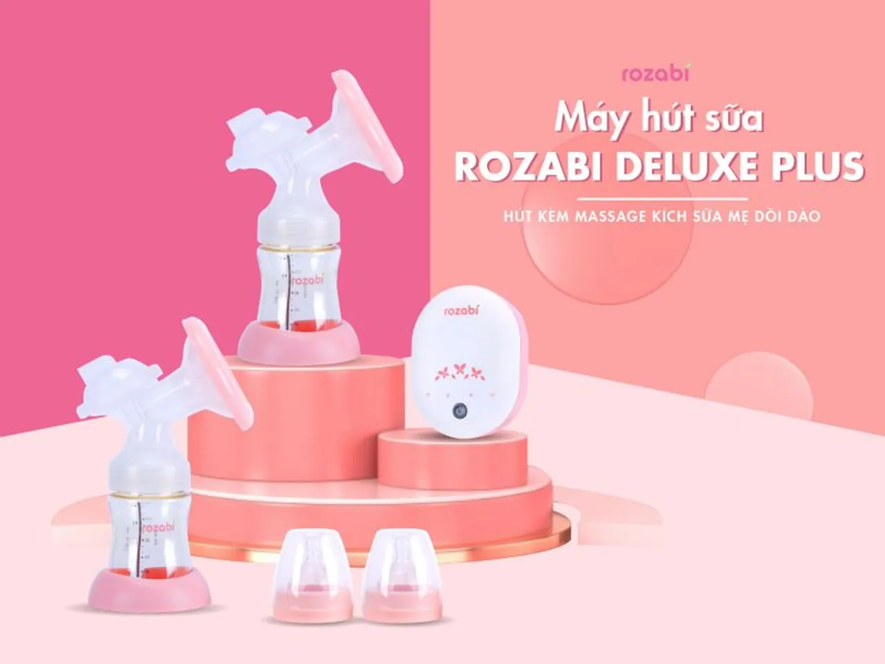 Máy hút sữa điện đôi Rozabi Deluxe Plus thiết kế hiện đại, hoạt động thông minh