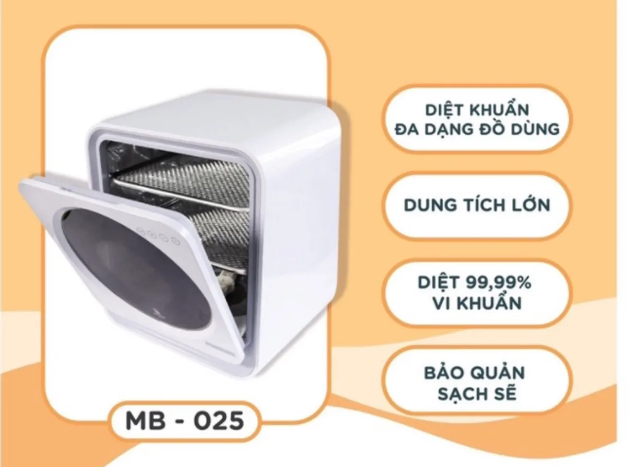 máy tiệt trùng Moaz BéBé MB025 sấy khô và bảo quản bình sữa bằng tia UV an t.oàn