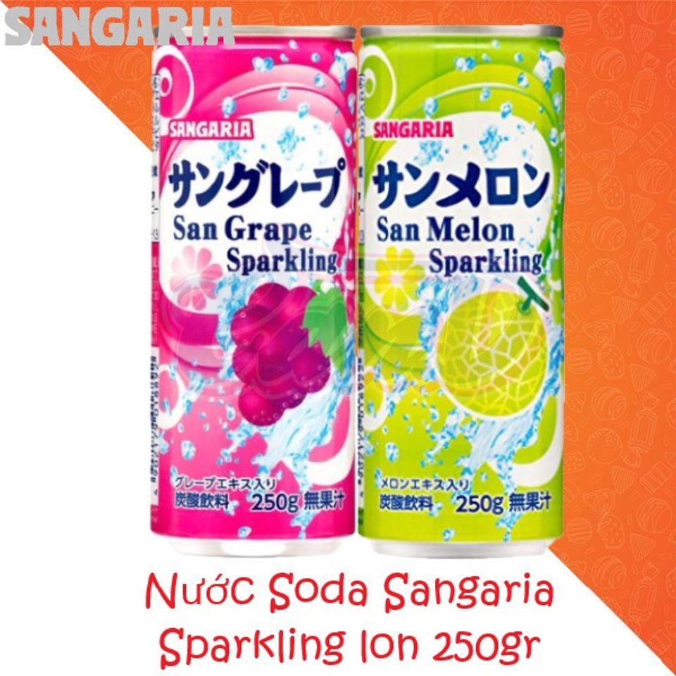 Nước Soda Sangaria Sparkling - bộ đôi vị nho và dưa lưới