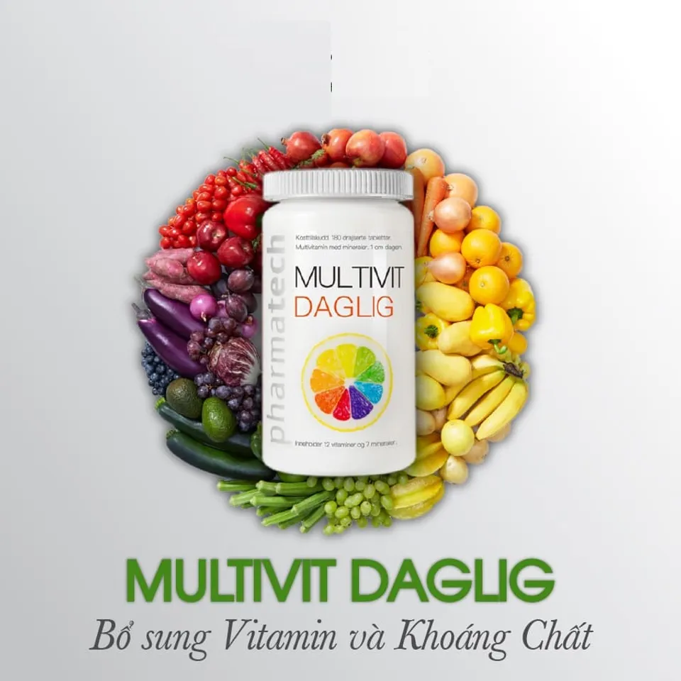 Viên uống Multivit Daglig Pharmatech cung cấp đủ hàm lượng dinh dưỡng đa dạng 