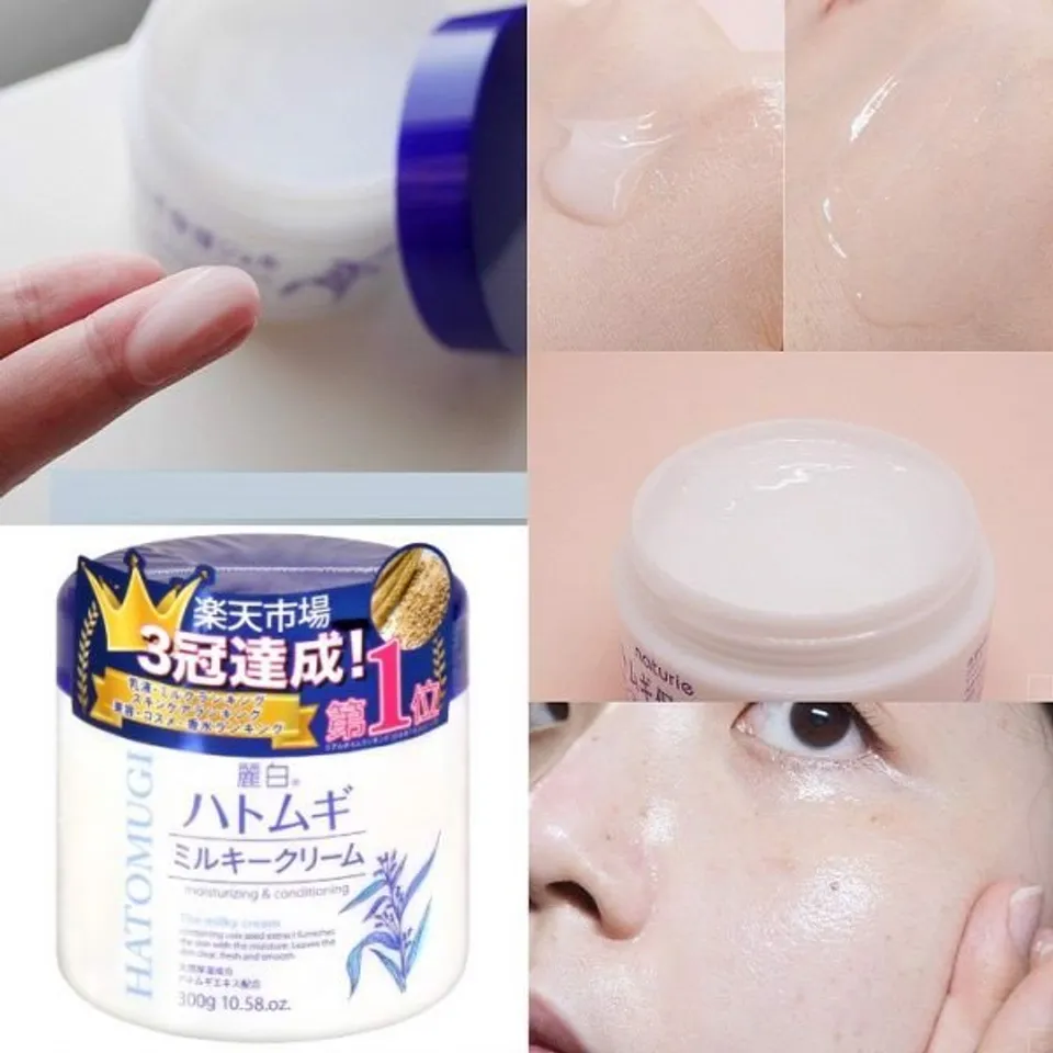 Review Kem dưỡng ẩm Hatomugi Moisturizing Conditioning The Milky Cream