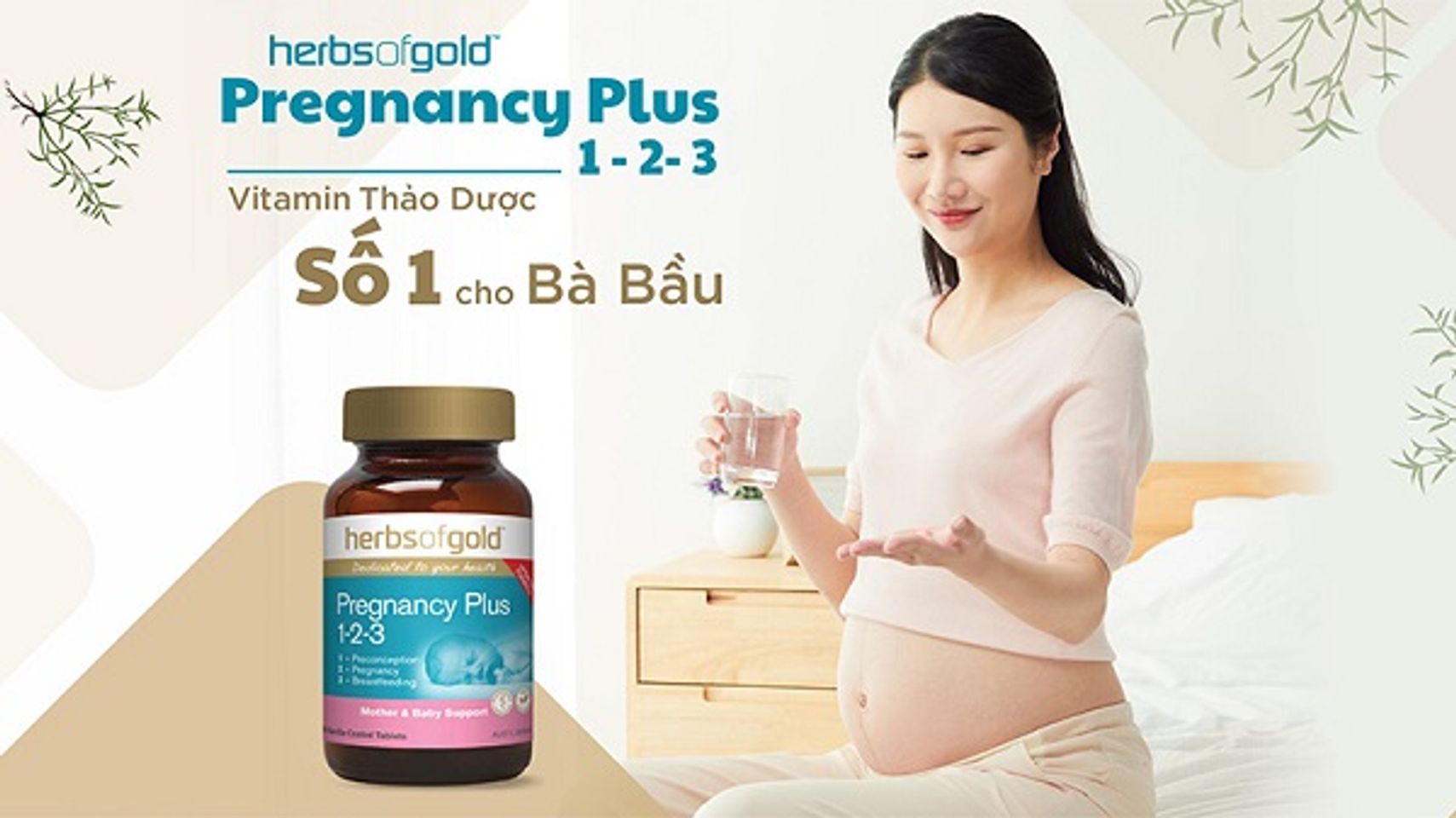 Viên uống Herbs Of Gold Pregnancy Plus 1-2-3 giúp mẹ khỏe, bé thông minh