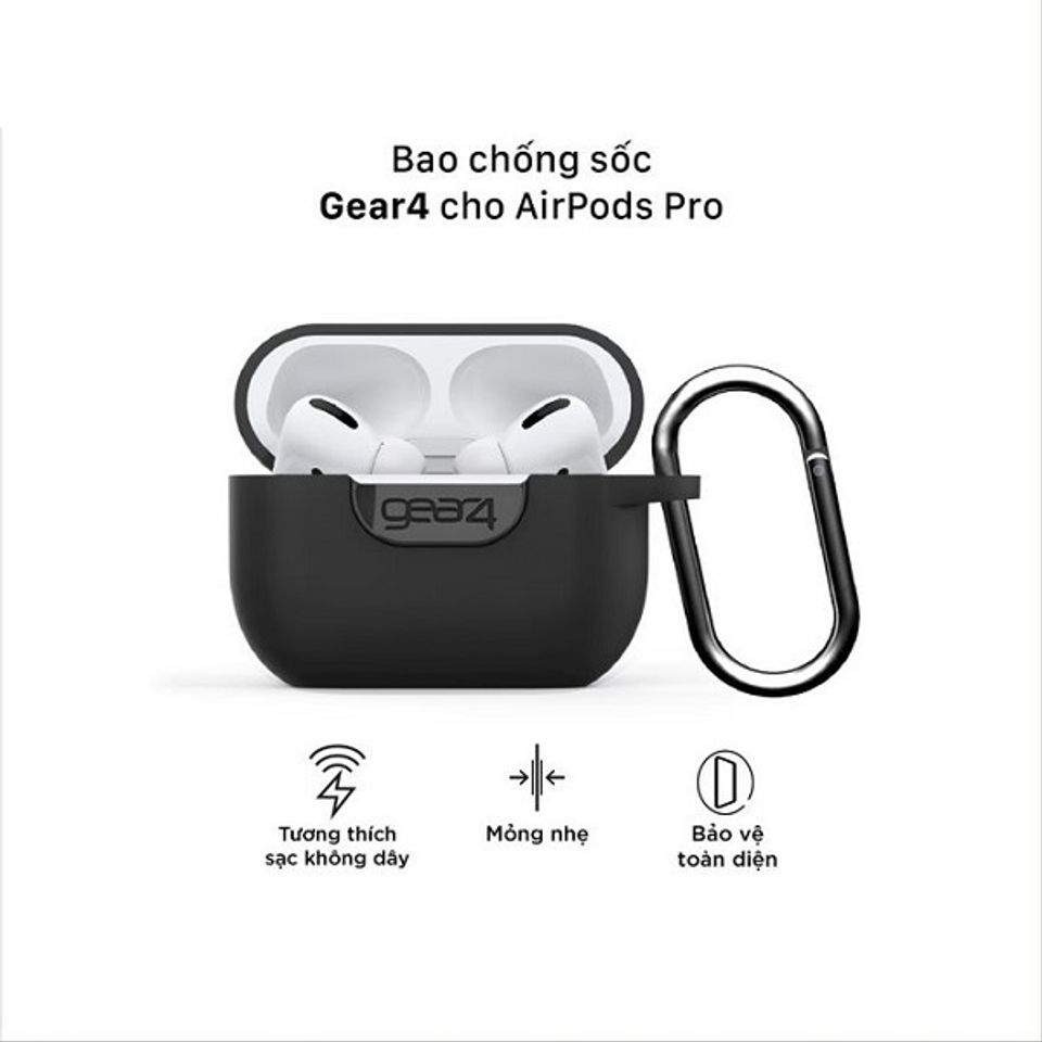 Bao chống sốc Gear4 Apple Airpod 1 & 2 màu Black