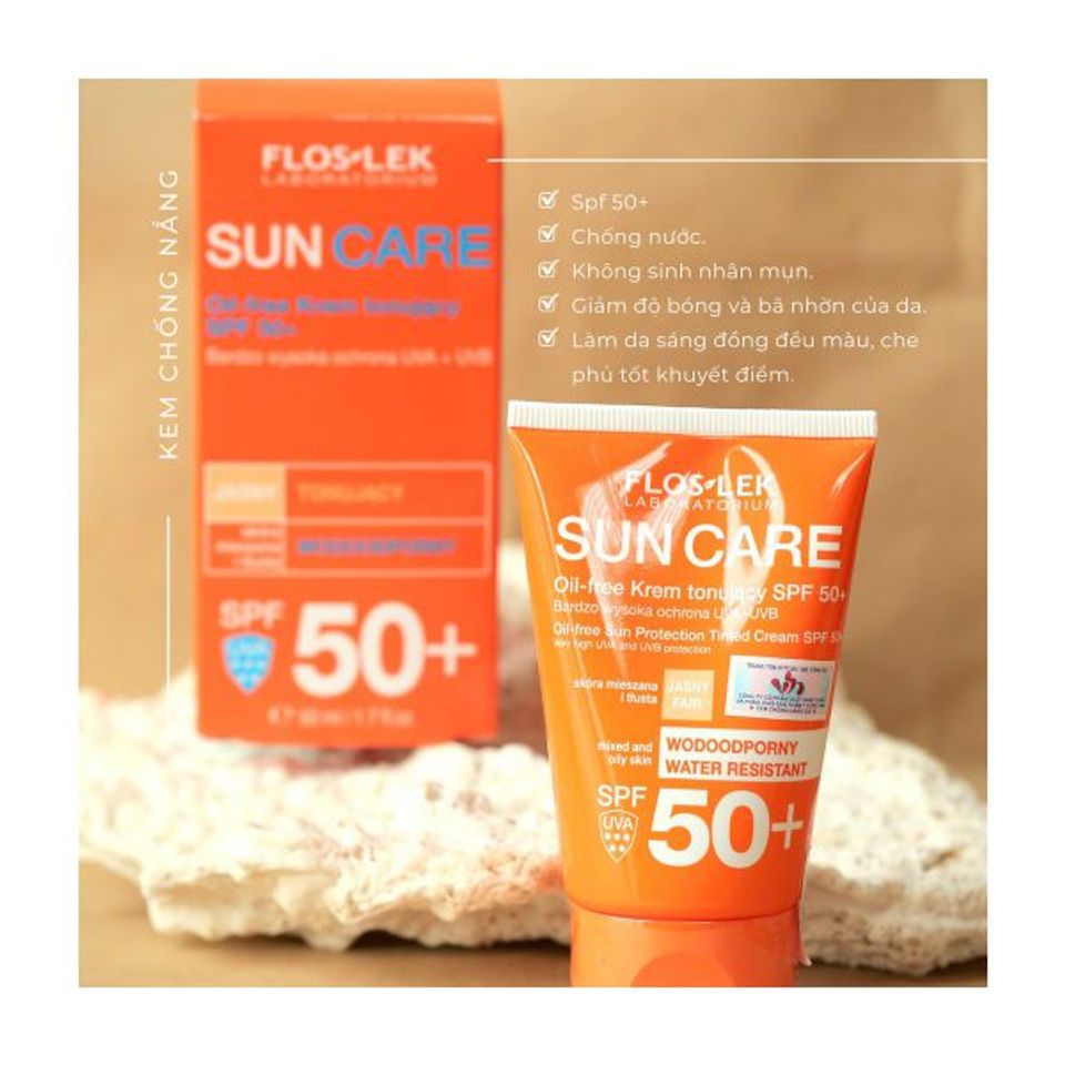 Kem chống nắng Floslek Oil Free Sun Protection Tinted Cream SPF 50+