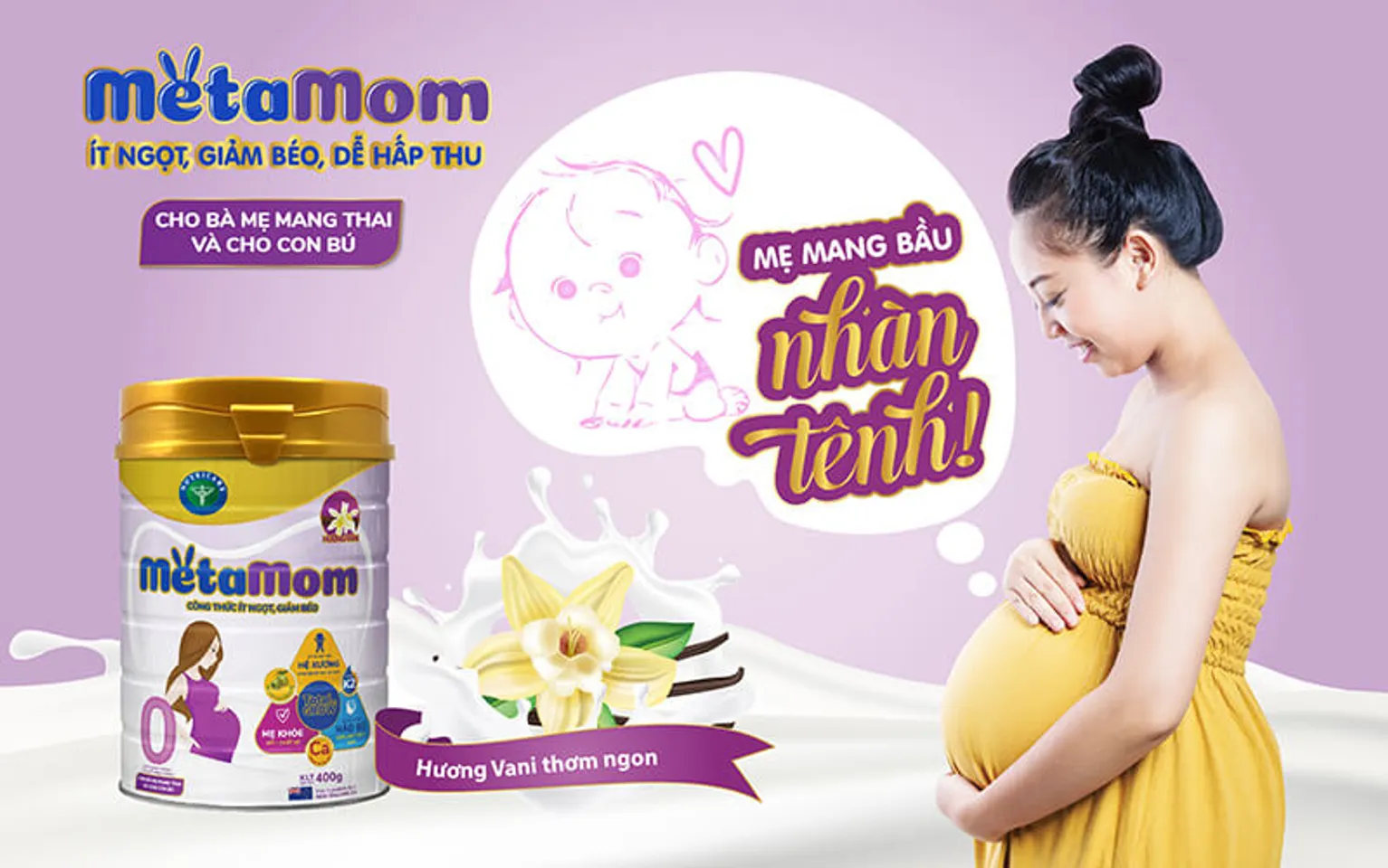 Uống sữa bầu Metamom bổ sung dinh dưỡng đầy đủ cho mẹ và thai nhi