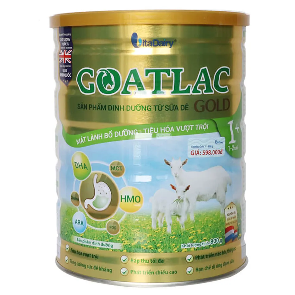 Sữa dê Goatlac Gold 1 cho trẻ từ 1 đến 2 tuổi (800g)