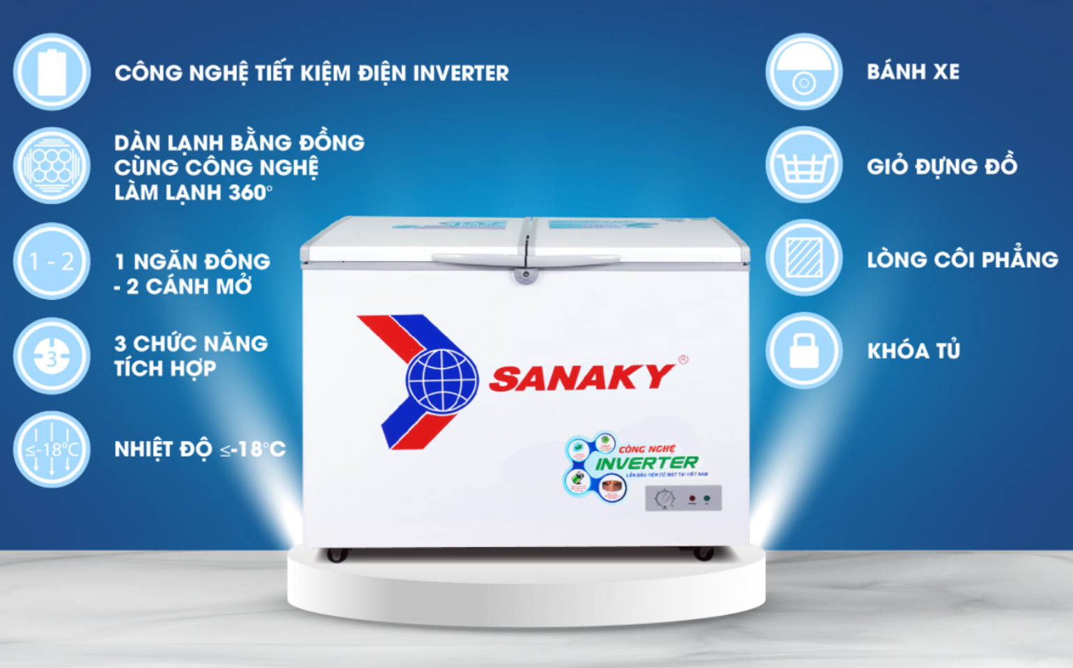 Tủ đông Sanaky Inverter 235 lít VH-2899A3