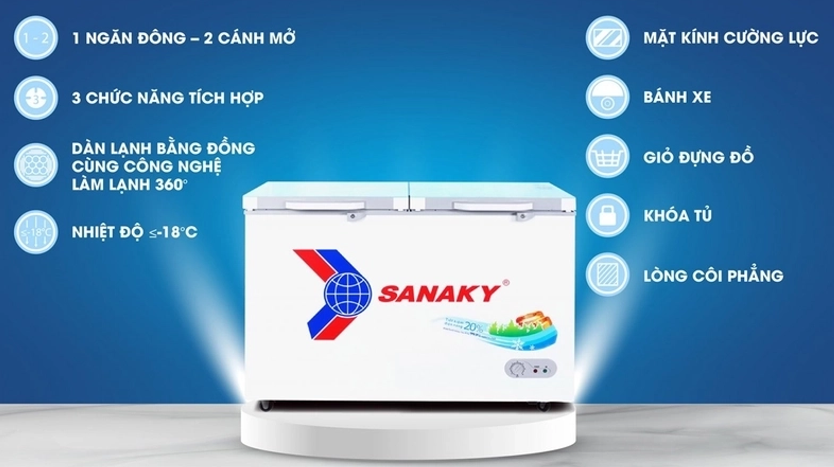Tủ đông Sanaky 400 lít VH-4099A2KD