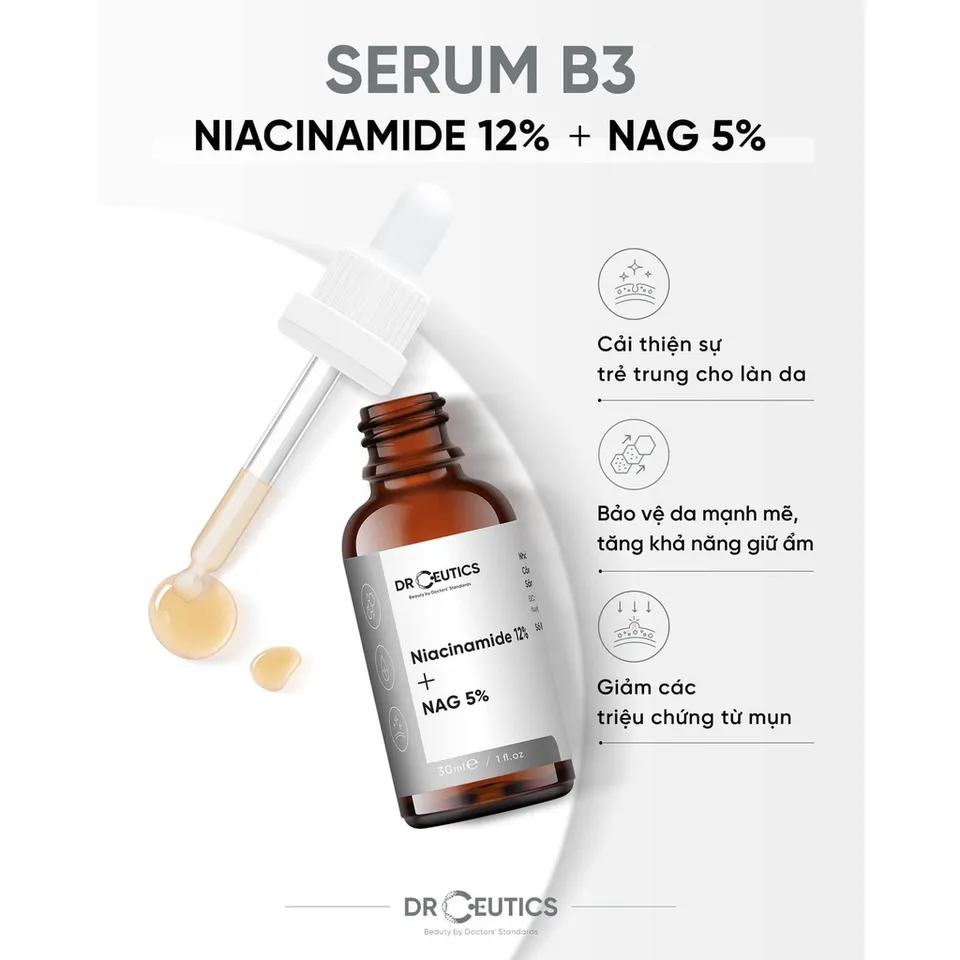 Serum B3 Niacinamide DrCeutics 12%+ NAG 5% hỗ trợ làm sáng da