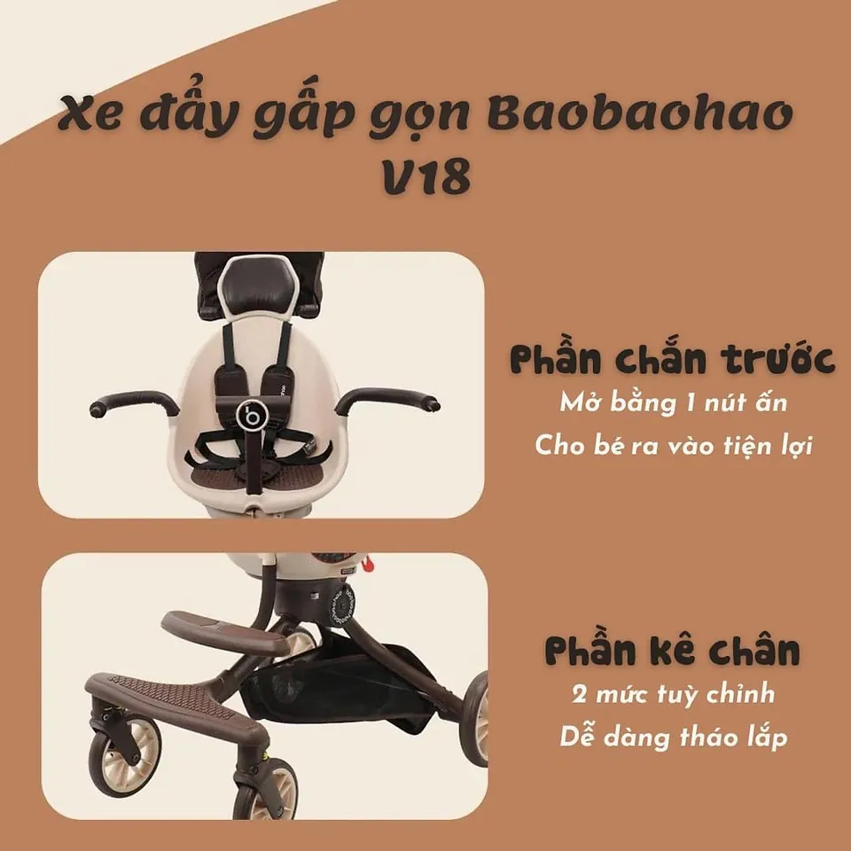 Xe đẩy Baobaohao V18 có thể gấp gọn