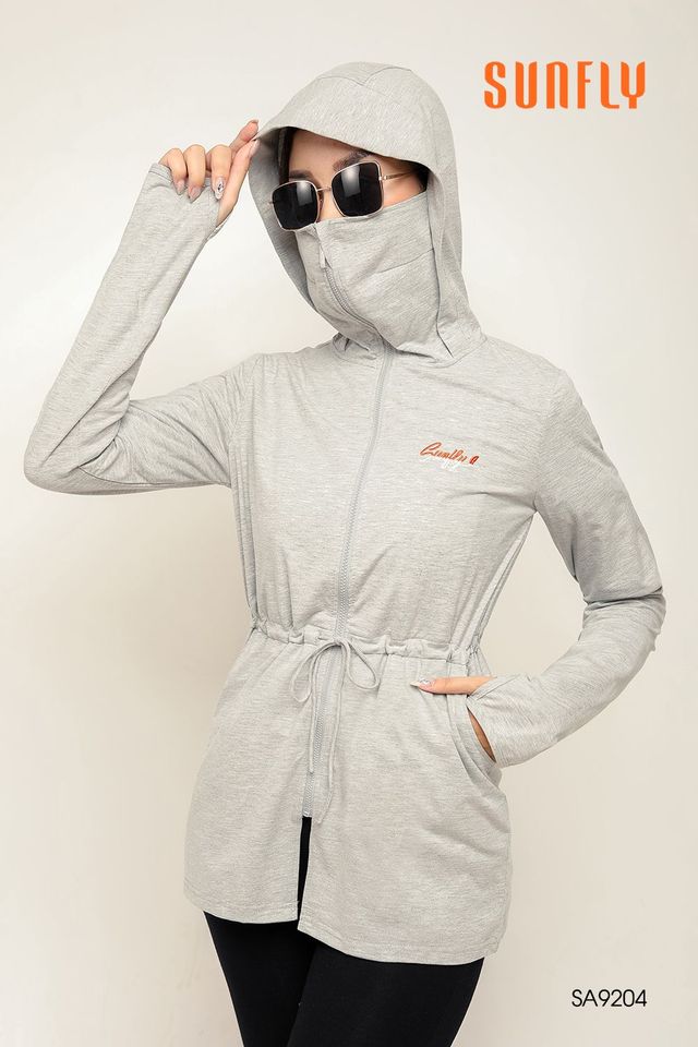 Áo chống nắng cotton dáng dài Sunfly SA9204 màu xám