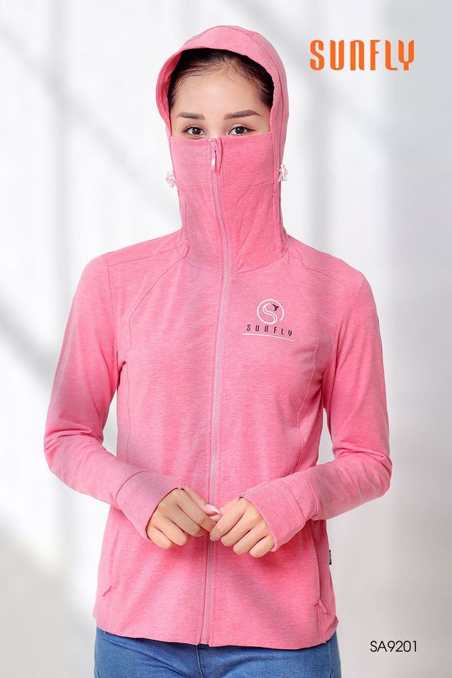 Áo chống nắng cotton Sunfly SA9201 màu hồng 