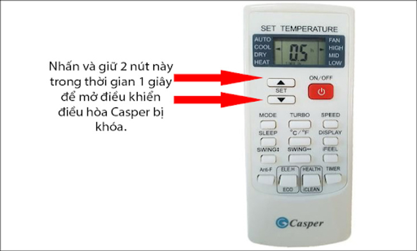 C&aacute;ch mở kh&oacute;a khiển điều h&ograve;a Casper như thế n&agrave;o?