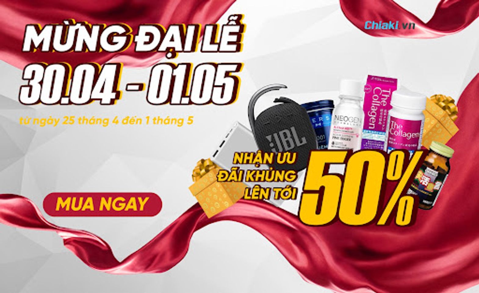 Chiaki “Mừng Đại Lễ 30/4 - 1/5”: Nhận Ưu Đãi Khủng Lên Tới 50% (Từ 25/4 - 1/5)