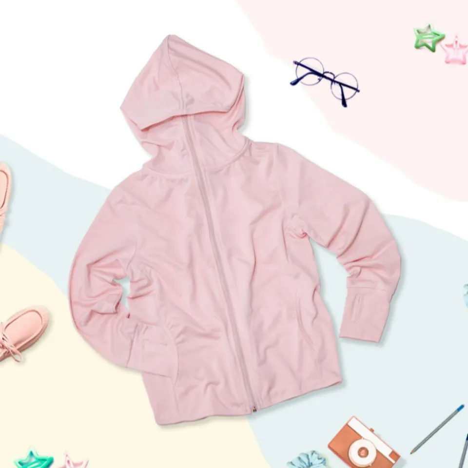 Áo chống nắng thông hơi UPF50+ cho bé màu hồng nhạt